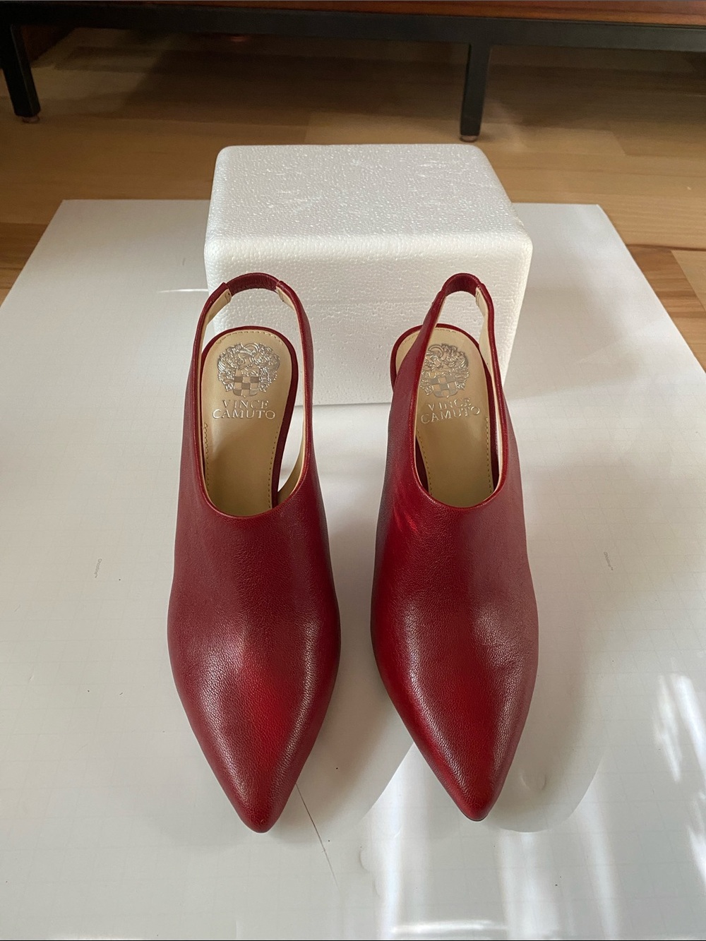 Vince Camuto Red Pointed-Toe Slingback Mules